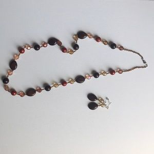 Beaded necklace and earring set